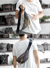 Cool Canvas Village Mens Sling Bag Chest Bag One Shoulder Backpack for Men