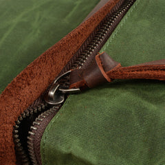 Cool Canvas Leather Mens Green Backpack Computer Backpack Black Travel Backpack for Men