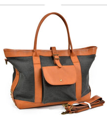 Cool Canvas Leather Mens Womens Casual Shopping Bag Tote Bag Shoulder Bag Tote Purse For Men