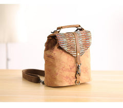 Cute Canvas Leather Mens Womens Small Pink Backpack Khaki Travel Backpack College Backpack for Men