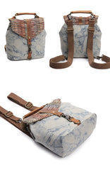 Cute Canvas Leather Mens Womens Small Pink Backpack Khaki Travel Backpack College Backpack for Men