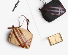 Cool Canvas PU Men's Casual Travel Shoulder Bag Travel Handbag Small Weekender Bag For Men