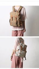Cute Canvas Womens Mens Classic 14‘’ Green Computer Backpack White Women's School Backpack Travel Backpack for Men