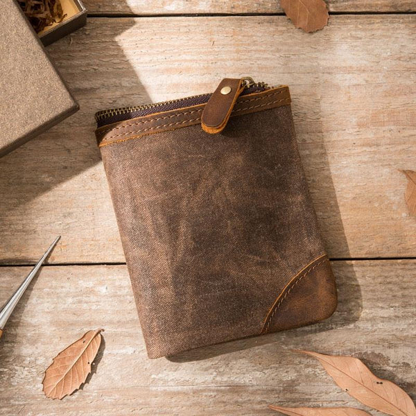 Cool Canvas Mens Small Wallets Bifold Vintage billfold Wallet for Men