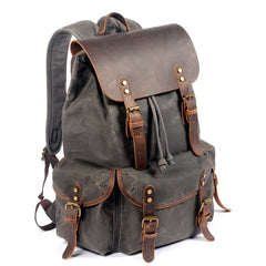 Cool Waxed Canvas Mens Waterproof 15'' Travel Backpack Hiking Backpack for Men