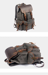 Cool Waxed Canvas Mens Waterproof 15'' Travel Backpack Hiking Backpack for Men