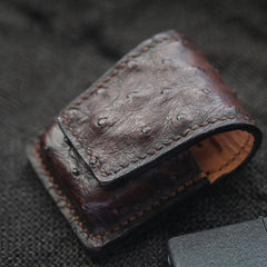 Cool Coffee Leather Mens Zippo Lighter Cases With Belt Loop Handmade Lighter Holders For Men
