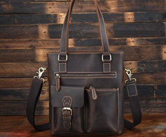 Cool Black Coffee Leather Tote Work Bag Handbag Briefcase Shoulder Bag For Men