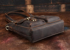 Cool Black Coffee Leather Tote Work Bag Handbag Briefcase Shoulder Bag For Men