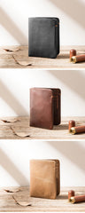 Cool Brown Leather Mens Small Wallets Bifold Black Vintage Slim billfold Wallet for Men