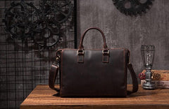 Cool Coffee Leather Mens Briefcase 15inch Laptop Bag Work Handbag Business Bag for Men