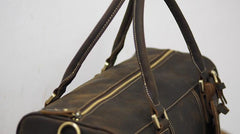 Cool Coffee Leather Mens Weekender Bags Vintage Travel Bags Duffle Bag for Men