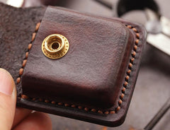 Cool Dark Brown Leather Mens Holster Zippo Lighter Case Standard Zippo Lighter Holder For Men