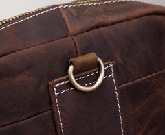 Coffee Leather Mens Small Messenger Bag Cool Mini Side Bag Belt Bag for men
