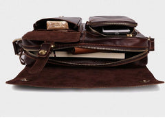 Cool Dark Brown Vintage Leather Small Side Bag Messenger Bag Shoulder Bags For Men