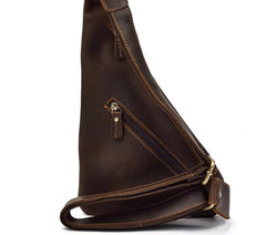 Cool Triangular Leather Mens Sling Bag Chest Bag Sling Crossbody Bag One Shoulder Backpack For Mens