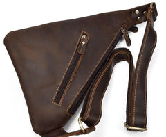 Cool Triangular Leather Mens Sling Bag Chest Bag Sling Crossbody Bag One Shoulder Backpack For Mens