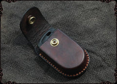 Cool Handmade Brown Leather Mens Car Key Case Car Key Holder with Belt Loop For Men