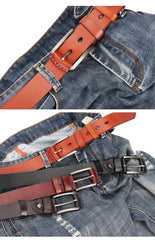 Cool Handmade Buckle Black Leather Mens Belt Dark Brown Leather Belts for Men