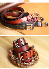 Cool Handmade Buckle Black Leather Mens Belt Dark Brown Leather Belts for Men