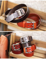 Cool Handmade Buckle Black Leather Mens Belt Dark Brown Leather Belts for Men