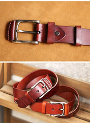 Cool Handmade Buckle Black Leather Mens Belt Dark Brown Leather Belts for Men