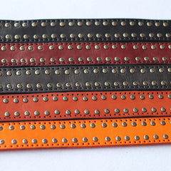 Cool Punk Rock Handmade Buckle Black Rivet Leather Mens Belts Dark Coffee Leather Belts for Men