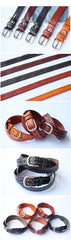 Cool Punk Rock Handmade Buckle Black Rivet Leather Mens Belts Dark Coffee Leather Belts for Men