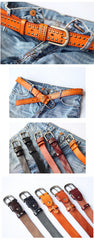 Cool Punk Rock Handmade Buckle Black Rivet Leather Mens Belts Dark Coffee Leather Belts for Men