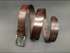 Handmade Cool Dark Brown Mens Leather Belt Black Leather Belt for Men
