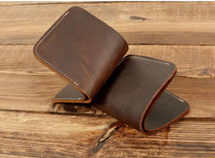 Cool Handmade Leather Mens Brown Bifold billfold Wallet Small Wallet  for Men