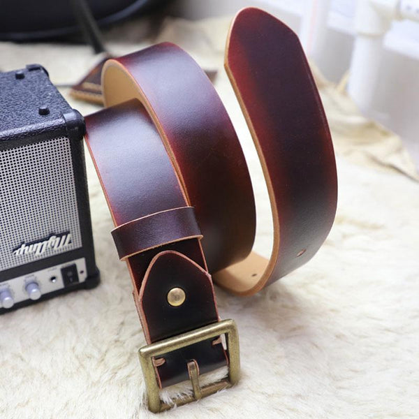 Cool Handmade Red Brown Leather Mens Belt Leather Belt for Men