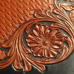 Cool Handmade Tooled Leather Dragon Carp Sling Bag Chest Bag One Shoulder Backpack For Men