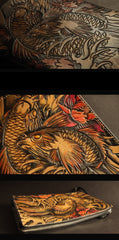 Cool Handmade Tooled Leather Tan Floral Clutch Wallet Wristlet Bag Clutch Purse For Men