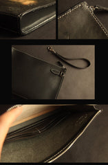 Cool Handmade Tooled Leather Tan Floral Clutch Wallet Wristlet Bag Clutch Purse For Men