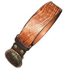 Handmade Cool Yellow Brown Leather Mens Belt Brown Leather Belt for Men