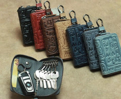 Cool Leather Aztec Designed Mens Car Key Key Wallet Small Key Holders for Men