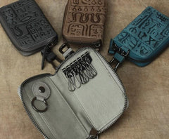 Cool Leather Aztec Designed Mens Car Key Key Wallet Small Key Holders for Men