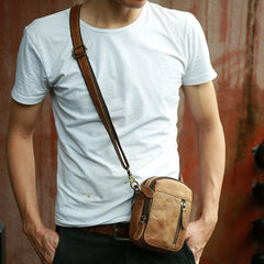 Cool Leather Belt Pouch Mens Waist Bag Shoulder Bag for Men