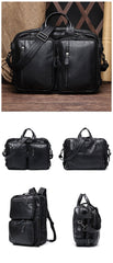 Cool Leather Black Mens Large Brown Travel Backpack 14inch Dark Brown Briefcase Backpack Laptop Backpack for Men