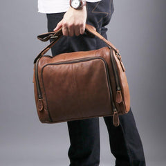 Cool Leather Brown Mens Messenger Bags Vintage Shoulder Bag  for Men