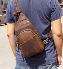 Cool Leather Chest Bag Sling Bag Sling Crossbody Bag Sling Travel Bag Sling Hiking Bags For Men