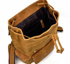 Cool Leather Black Coffee Mens Satchel Backpacks Travel Backpack 14inch Laptop Backpack for Men