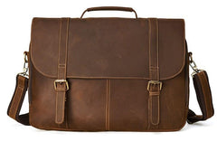 Leather Mens Vintage Large Brown Messenger Bag Laptop Shoulder Bag for Men