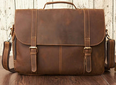 Leather Mens Vintage Large Brown Messenger Bag Laptop Shoulder Bag for Men