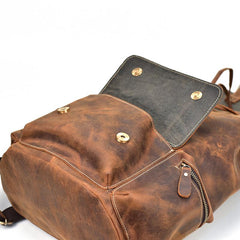 Cool Leather Mens Backpack Large Vintage Travel Bag for Men