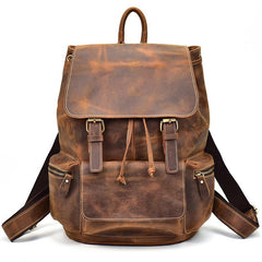 Cool Leather Mens Backpack Large Vintage Travel Bag for Men