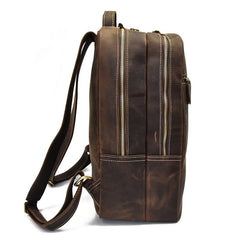 Cool Leather Mens Backpack Large Vintage Travel Bag for Men