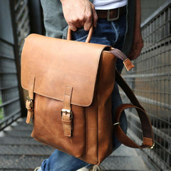 Cool Leather Mens Backpack Travel Backpack Laptop Backpack for men