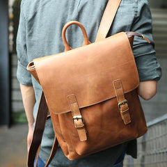 Cool Leather Mens Backpack Travel Backpack Laptop Backpack for men